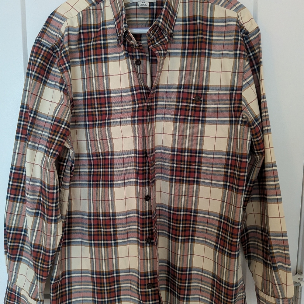 Orvis Men plaid long-sleeved button-down shirt Cotton Chest Pocket Size M